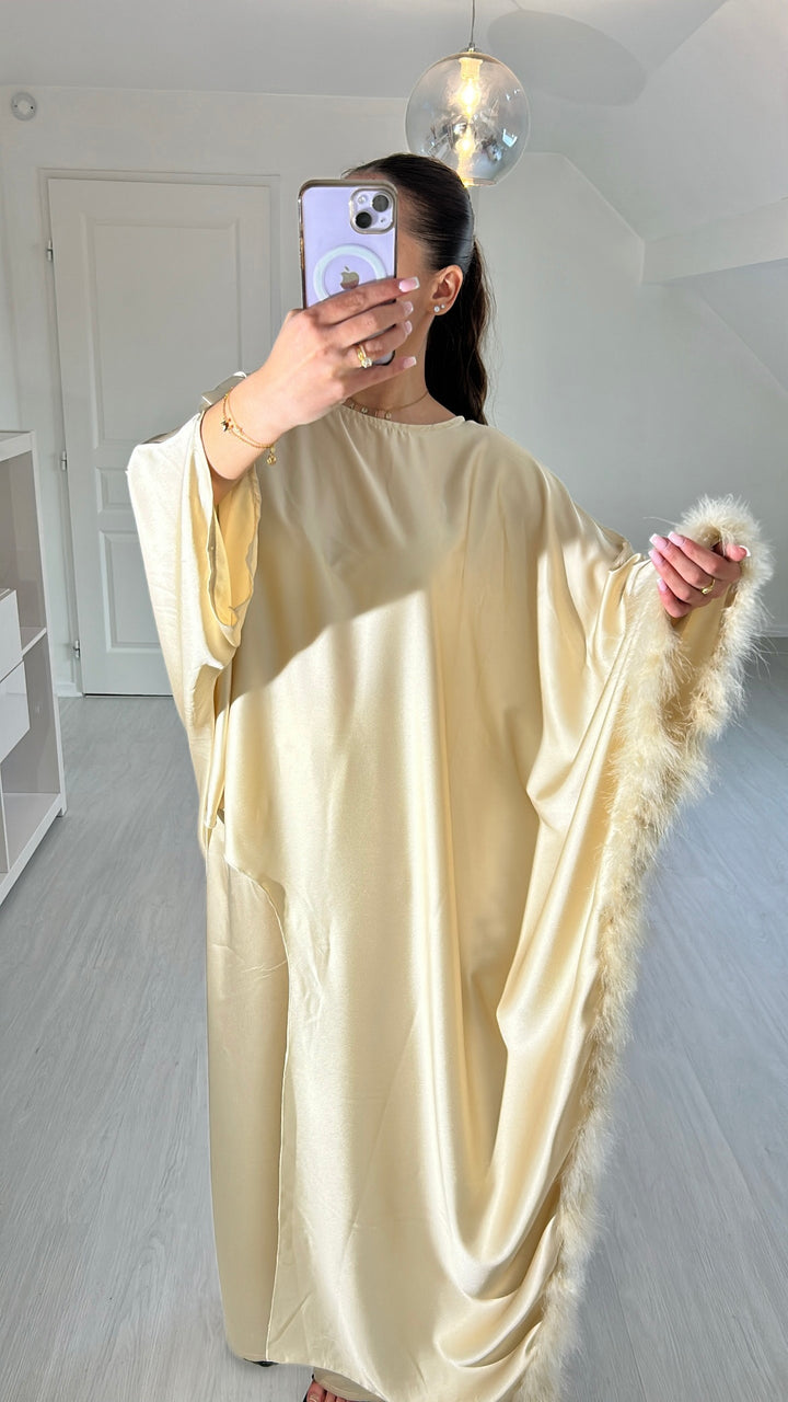 Ensemble Satin à Plumes - Beige