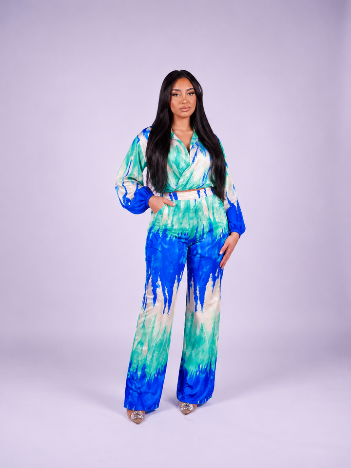 Ensemble tie and dye (bleu/vert)